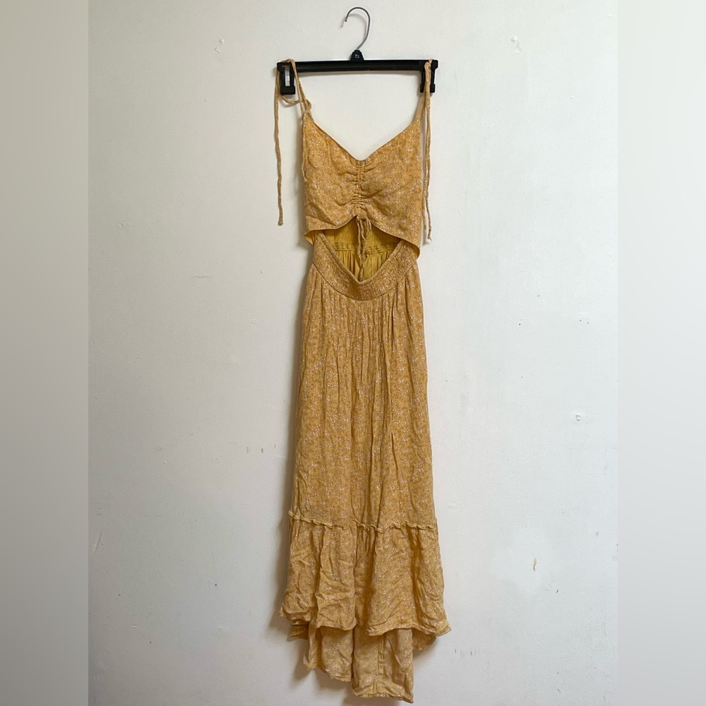 yellow cut-out sundress